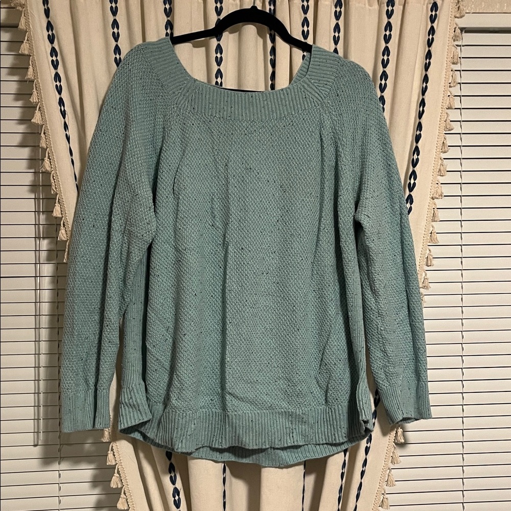 LOFT Speckled Blue Knit Sweater